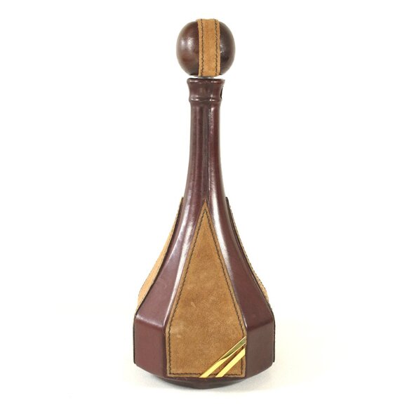 Vintage Leather Wrapped Glass Decanter with Stopper, Made in Italy - Picture 1 of 8